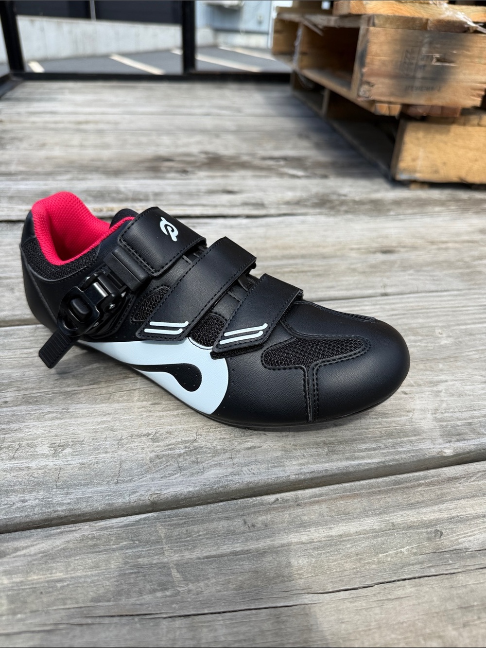 Peloton Black and Pink Men's Cycling Shoe with White Accent